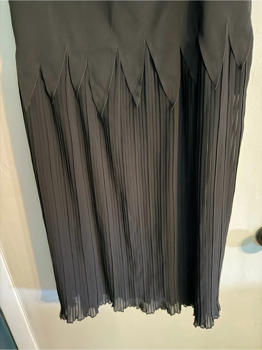 Commense Black Panel Sheer Pleated Fringe Hem Maxi Skirt - Women, XS